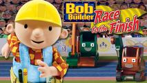 A close up of a cartoon construction worker with a large crown of people behind him.